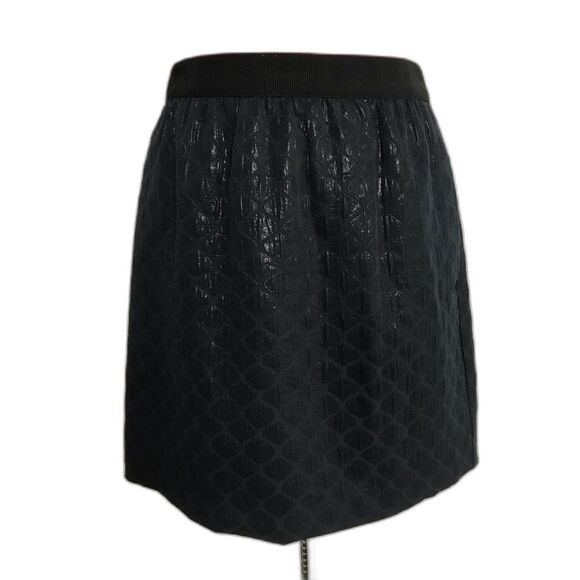 Loft Shiny Textured A-Line Skirt Women's Size 6 Navy Blue Metallic Side Pockets - Picture 10 of 12